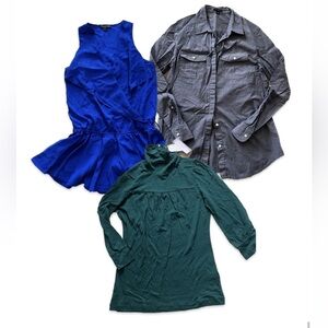 BUNDLE banana republic ann taylor express silk shirt dress blouse top small